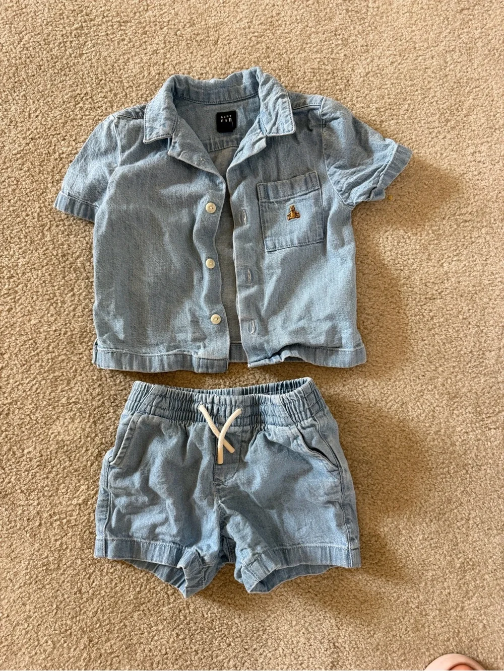 GAP Light Blue Denim Kids Matching Shirt & Shorts Set